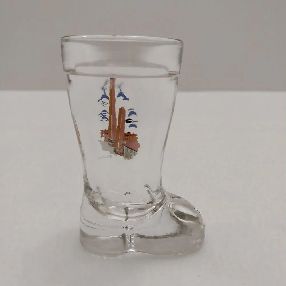 Vintage Italian Souvenir Boot Shot Glass 2 Towers Of Bologna #E44